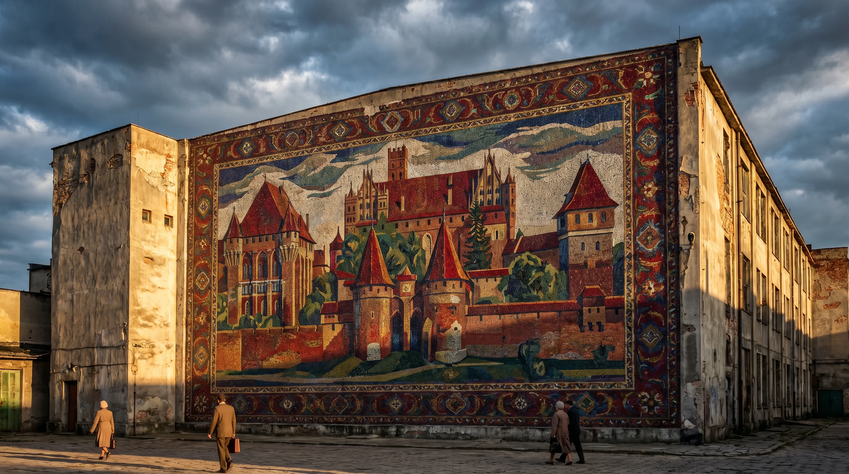 Soviet-era glass mosaic on the Kowary carpet factory wall, 1978